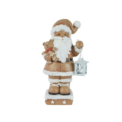 Decoris Magnesium Santa Figure with Lantern 47cm - Brown