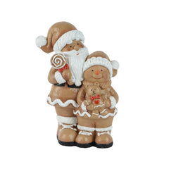 Decoris Magnesium Santa Figure with Gingerbread Man 41.5cm - Brown