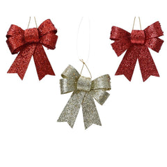 Decoris Plastic Bow 11.5cm - Red/Gold (3 Assorted)