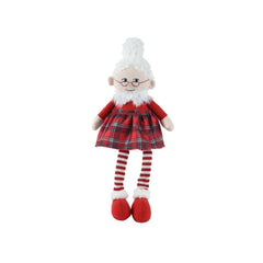 Decoris Polyester Mrs. Claus Sitting with Dangling Legs 60cm - Red