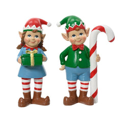 Decoris Polyresin Elf Standing 14.5cm - Green (2 Assorted)