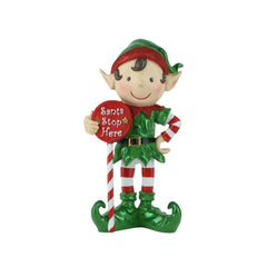 Decoris Polyresin Elf with Stop Here Sign 44.4cm
