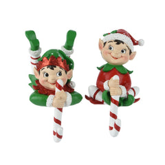 Decoris Polyresin Elf Stocking Hook 13.5cm (2 Assorted)