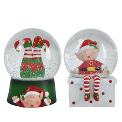 Decoris Polyresin Snowglobe Elf 13.5cm (2 Assorted)
