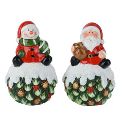 Decoris Terracotta Santa Figure on Pinecone 12.5cm - 2 Assorted