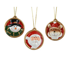 Decoris Terracotta Disc Figure Hanger 7.2cm - 3 Assorted