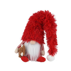 Decoris Polyester Gnome Standing with Long Sleepy Hat 65cm - Red/White