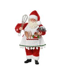 Decoris Santa Figure with Apron and Egg Whisk 28cm - Red