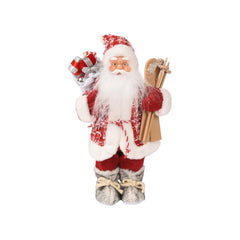 Decoris Santa Figure with Fur Boots and Ski Poles 45cm - Red/White