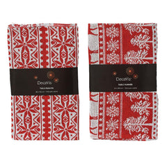 Decoris Tablerunner with Christmas Print 150 x 32cm - Red/White (2 Assorted)