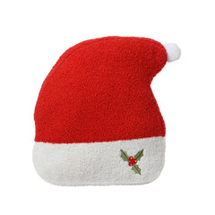 Kitchen Goods Polyester Santa Hat Cushion with Holly Embroidery 37 x 32cm - Red