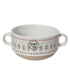 Decoris Stoneware Bowl with Side Handles 16.3 x 12 x 6.5cm - Off White