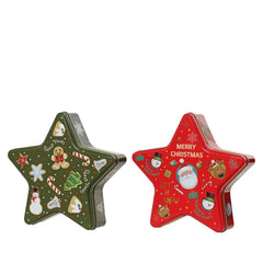 Decoris Tin Storage Jar with Embossed Pattern 19cm - Red/Green (2 Assorted)