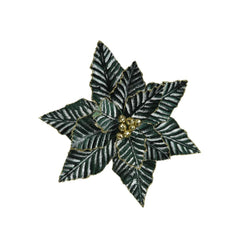 Decoris Velvet Clip-on Poinsettia 34cm - Green