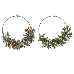 Decoris Wreath with Berries and Frosted Finish 40cm - Red/White (2 Assorted)