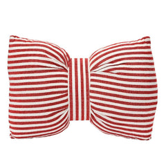 Kitchen Goods Polyester Bow Cushion Striped 60 x 40cm - Red/White