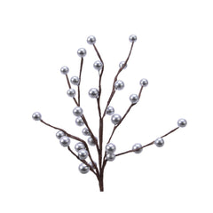 Decoris Foam Berries on Pick 26cm - Silver