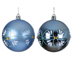 Decoris Shatterproof Bauble with Flower Design 8cm - 2 Assorted