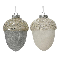 Decoris Plastic Pinecone with Giltters, Beads and SpAngels 12.5cm - 2 Assorted