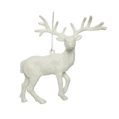 Decoris Plastic Reindeer with Glitters 14cm - White