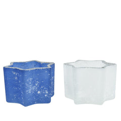 Kitchen Goods Star Glass Tealight Holder 5cm - White/Blue(2 Assorted)