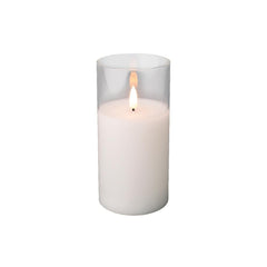 Lumineo BO Led Wick Candle 7.5 x 15cm - Clear/Warm White
