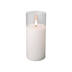 Lumineo BO Led Wick Candle 7.5 x 17.5cm - Clear/Warm White