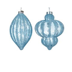 Decoris Glass Ornament with Beads 13cm - Blue Ice (2 Assorted)