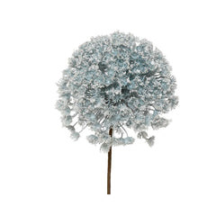 Decoris Plastic Round Flower with Snow Finish 70cm - Ice Blue