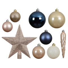 Decoris Shatterproof Bauble Set of 33 Pieces - Blush Pink and Blue