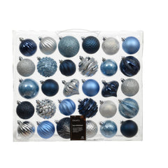Decoris Shatterproof Bauble Set of 30pcs 7cm - Shades of Blue