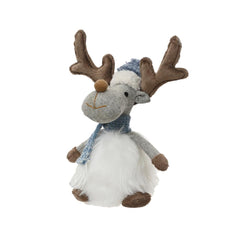 Decoris Polyester Deer 22cm - White/Blue
