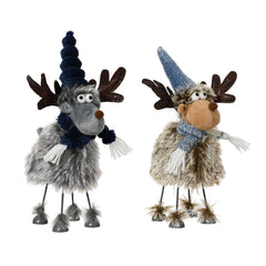 Decoris Polyester Deer Standing with Wiggling Legs 26cm (2 Assorted)