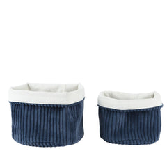 Decoris Polyester Round Basket Set of 3pcs - Dark Blue