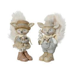 Decoris Polyresin Standing Fox Figure 18cm - Cream (2 Assorted)