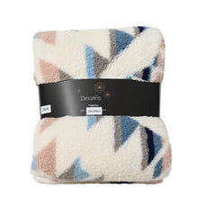 Decoris Polyester Throwover with TriAngel Pattern 150 x 200cm - Cream/Blue/Pink