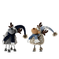 Decoris Polyester Deer Standing with Wiggling Legs 40cm (2 Assorted)