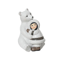 Decoris Polyresin Eskimo Child with Bear 16cm