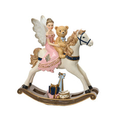 Decoris Polyresin Fairy on Rocking Horse 20cm