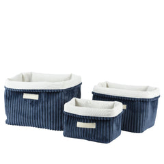 Decoris Polyester Square Basket Set of 3pcs - Dark Blue