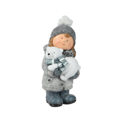 Decoris Magnesium Girl with Bear 35.7cm - Grey