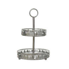 Kitchen Goods Iron Stand with Tree Scenery 42cm - Silver