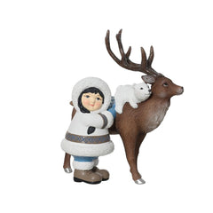 Decoris Polyresin Child with Deer 23cm