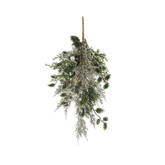 Everlands Spray with Glitter Leaves and Berries 50cm - Green/Champagne