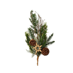 Everlands Spray with Wooden Stars and Pinecones 52cm