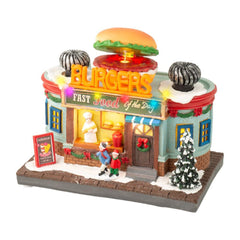 Lumineo BO Micro Led Plastic Village Scenery Burger Shop 12 x 19.5 x 16cm