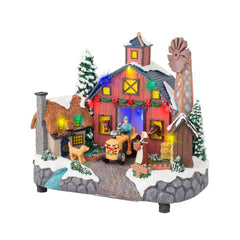 Lumineo BO Led Polyresin Village Scenery Barn 17.5 x 26.5 x 23cm