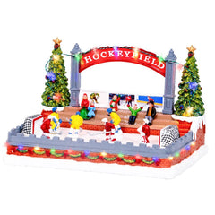 Lumineo BO Led Polyresin Village Scenery Hockey Field 23.2 x 31.5 x 20.8cm