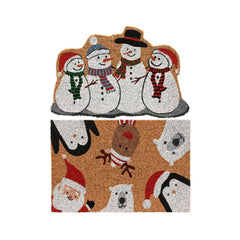 Decoris Coir Christmas Doormat Snowman 60 x 40cm - 2 Assorted