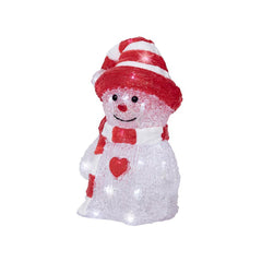 Lumineo BO Led Acrylic Snowman Figure 25.2cm - Cool White